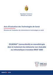 ZELBORAF® (vemurafenib) en monothérapie dans le traitement du mélanome non résécable ou métastatique à mutation BRAF V600 / INEAS | 